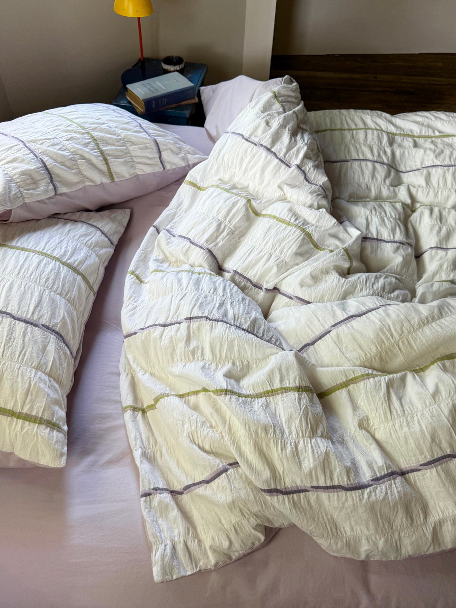 Multicolor Striped Crinkled Fabric Duvet Cover original reference image 1