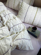 Multicolor Striped Crinkled Fabric Duvet Cover original reference image 6