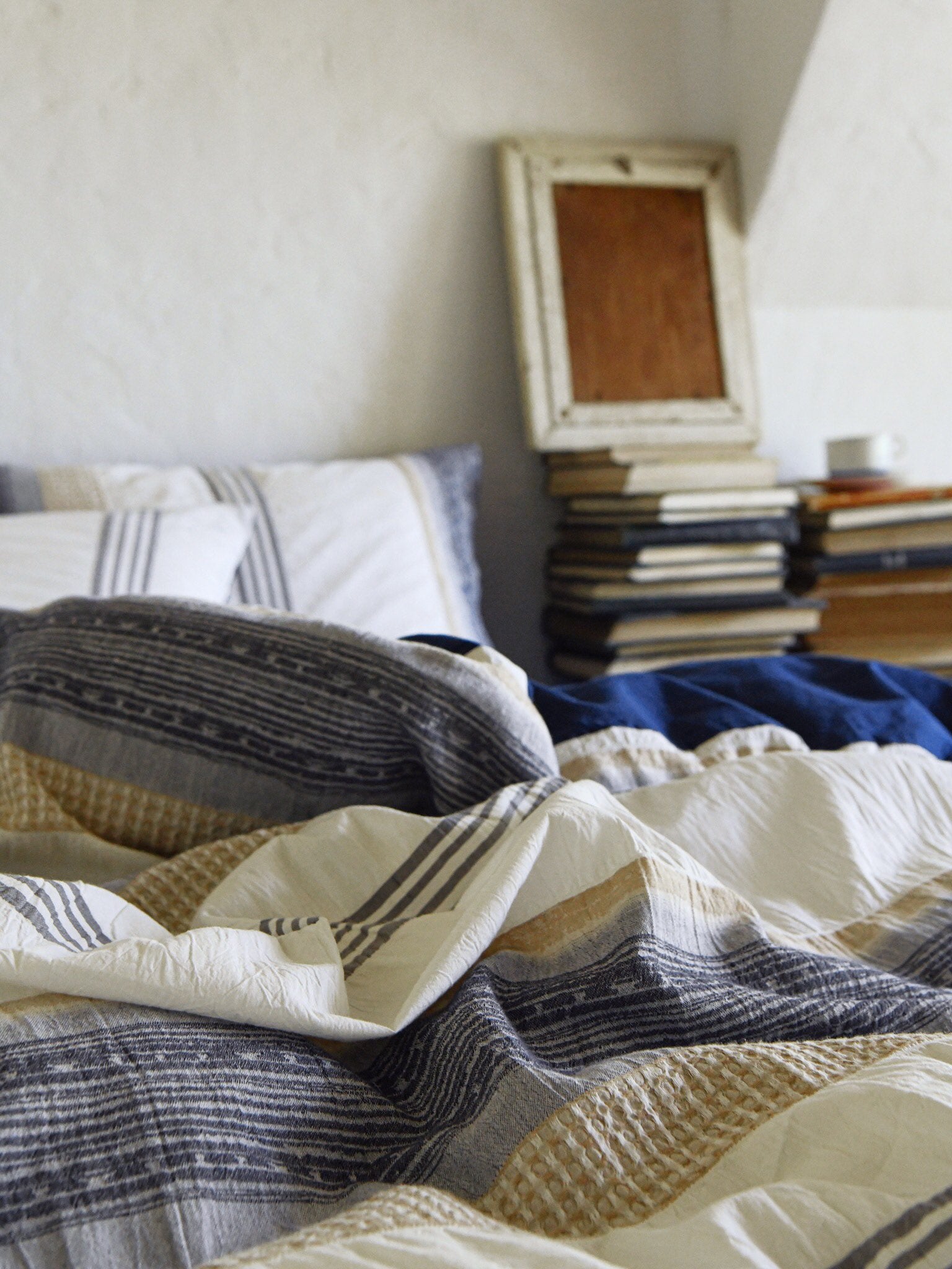 Earth-Toned Striped Textured Duvet Cover original reference image 1