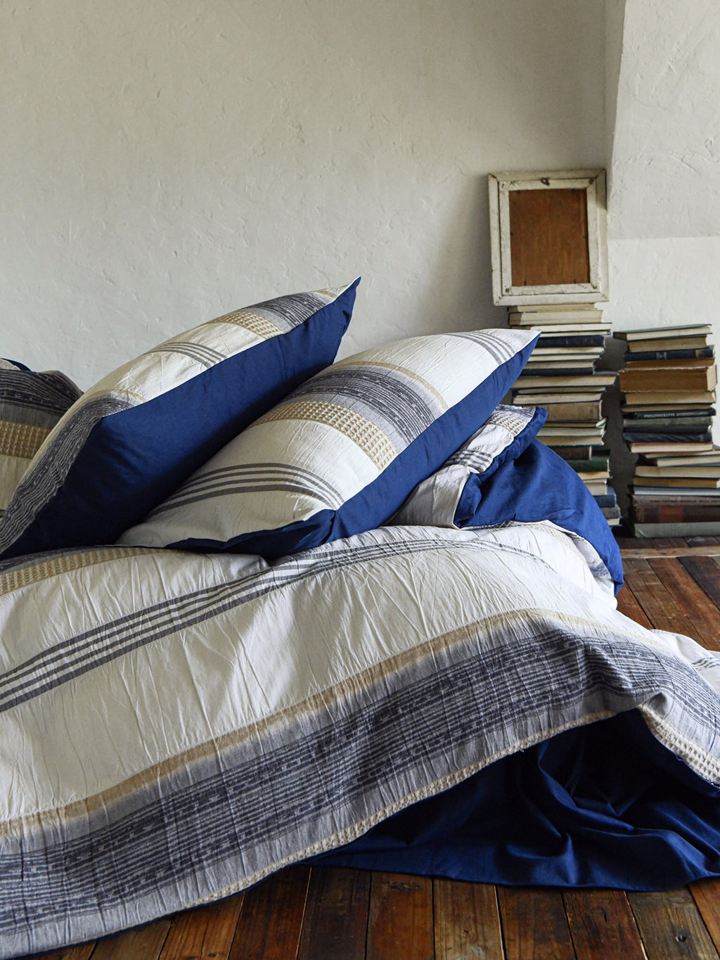 Earth-Toned Striped Textured Duvet Cover original reference image 4