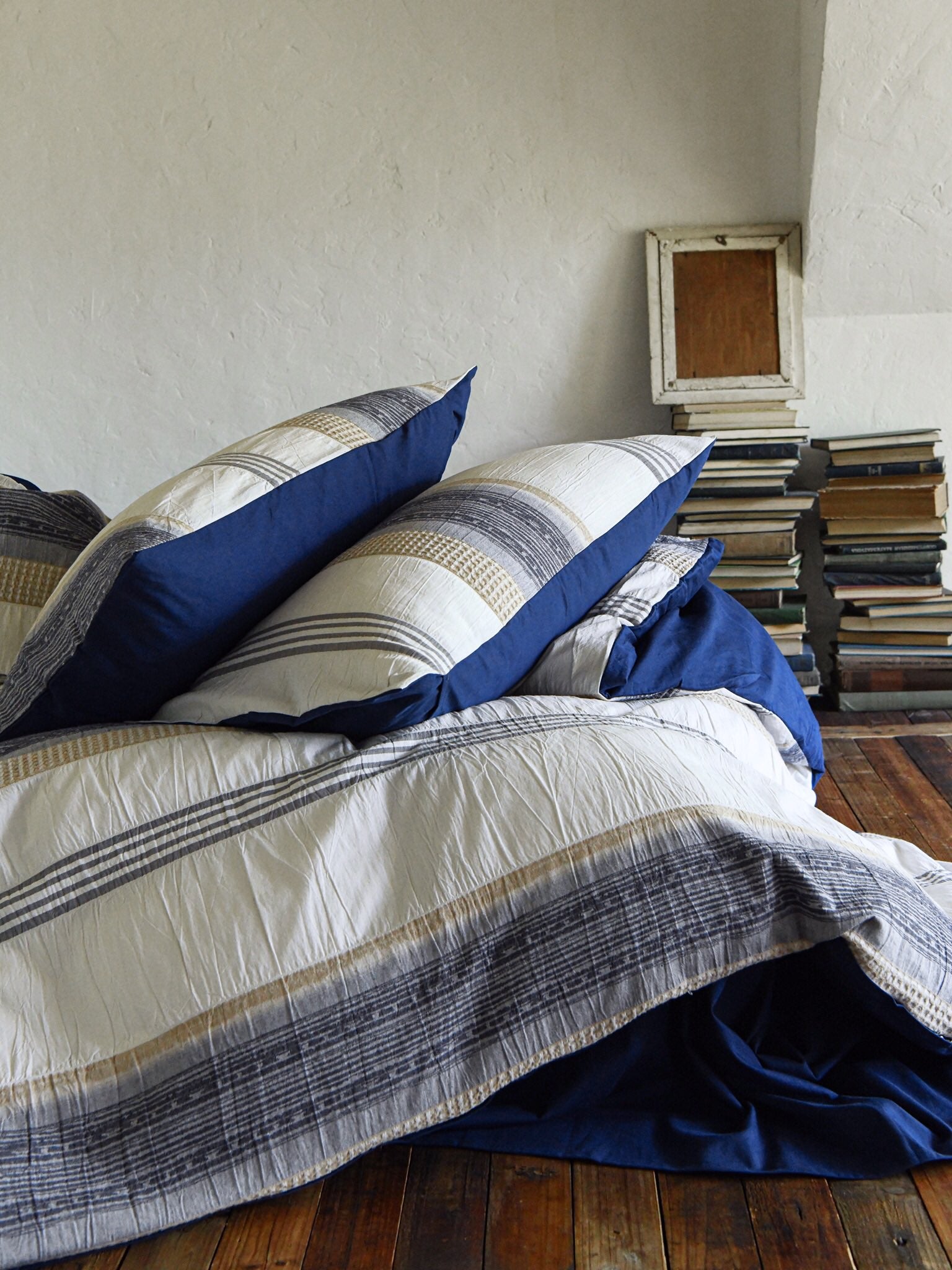 Earth-Toned Striped Textured Duvet Cover original reference image 4