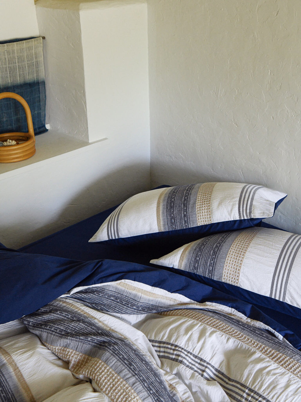 Earth-Toned Striped Textured Duvet Cover original reference image 6