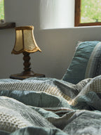 Teal Textured Striped Crinkled Duvet Cover original reference image 9